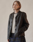 Ink Boxy Leather Jacket