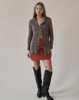 Cappuccino Geometric Pleat Top