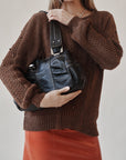 Onyx Contrast Stitch Leather Bag