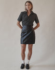 Black Polka Dot Short Sleeve Blouse