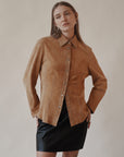 Ginger Suede Darted Button Down