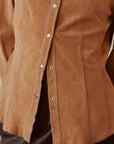 Ginger Suede Darted Button Down