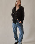 Black Mesh Knit Blouse