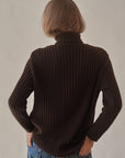 Leopard Textured Knit Turtleneck