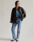 Ink Leather Jacket with Shearling Collar - Hey Jude