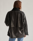 Ink Leather Jacket with Shearling Collar - Hey Jude