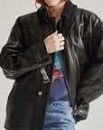 Ink Leather Jacket with Shearling Collar - Hey Jude