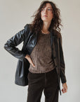 Raven Button Up Leather Midi Jacket