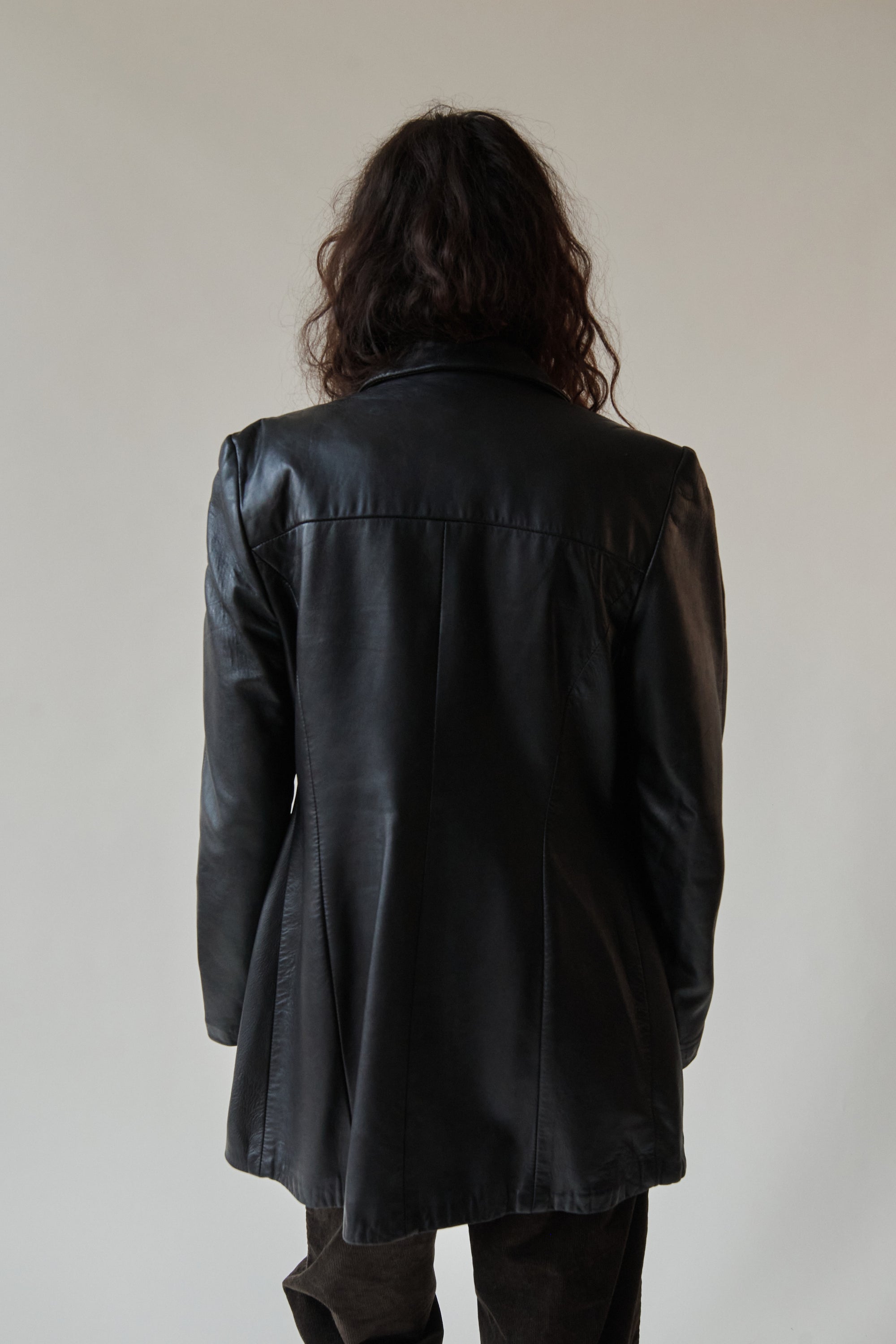 Raven Button Up Leather Midi Jacket