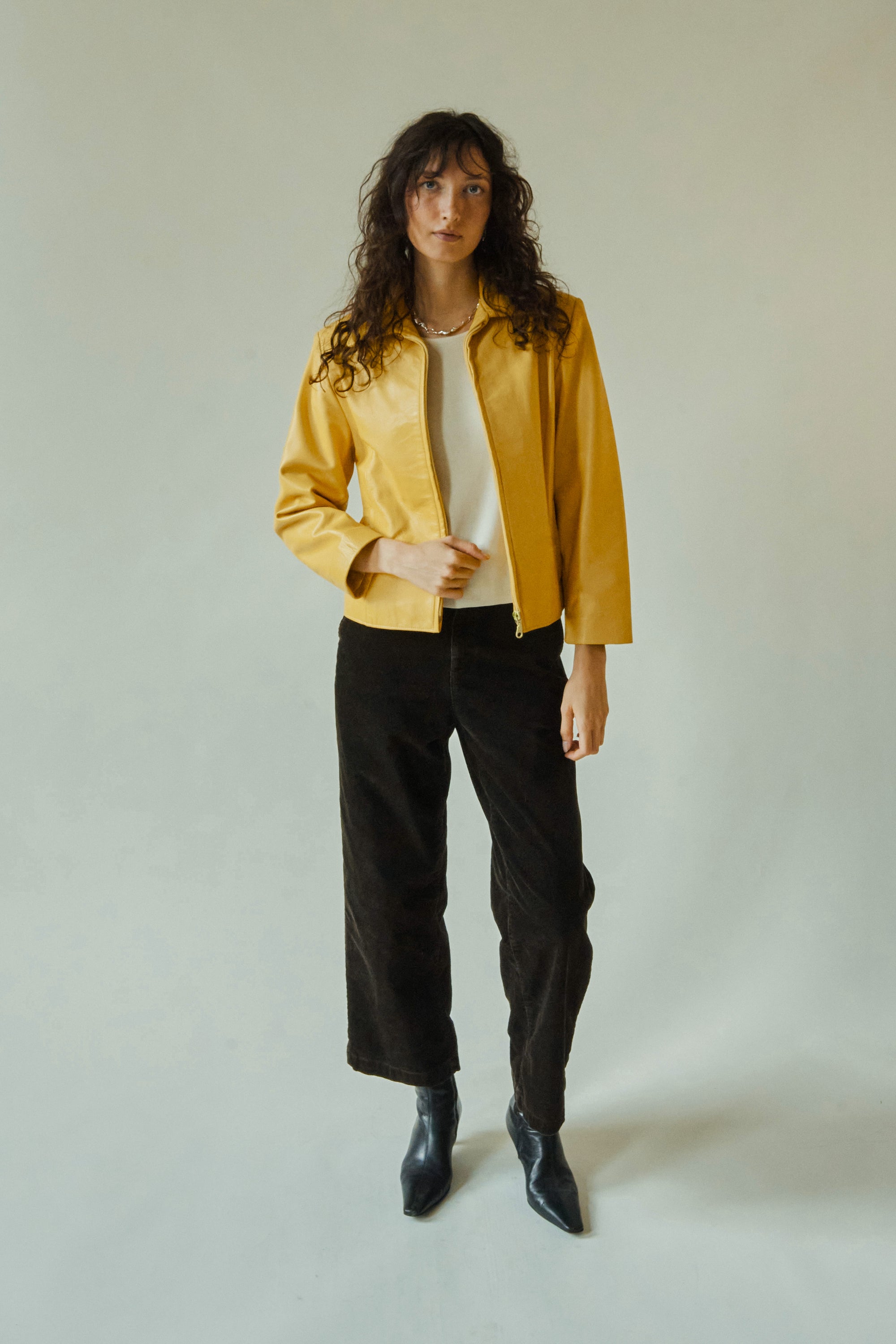 Sunflower Boxy Leather Jacket