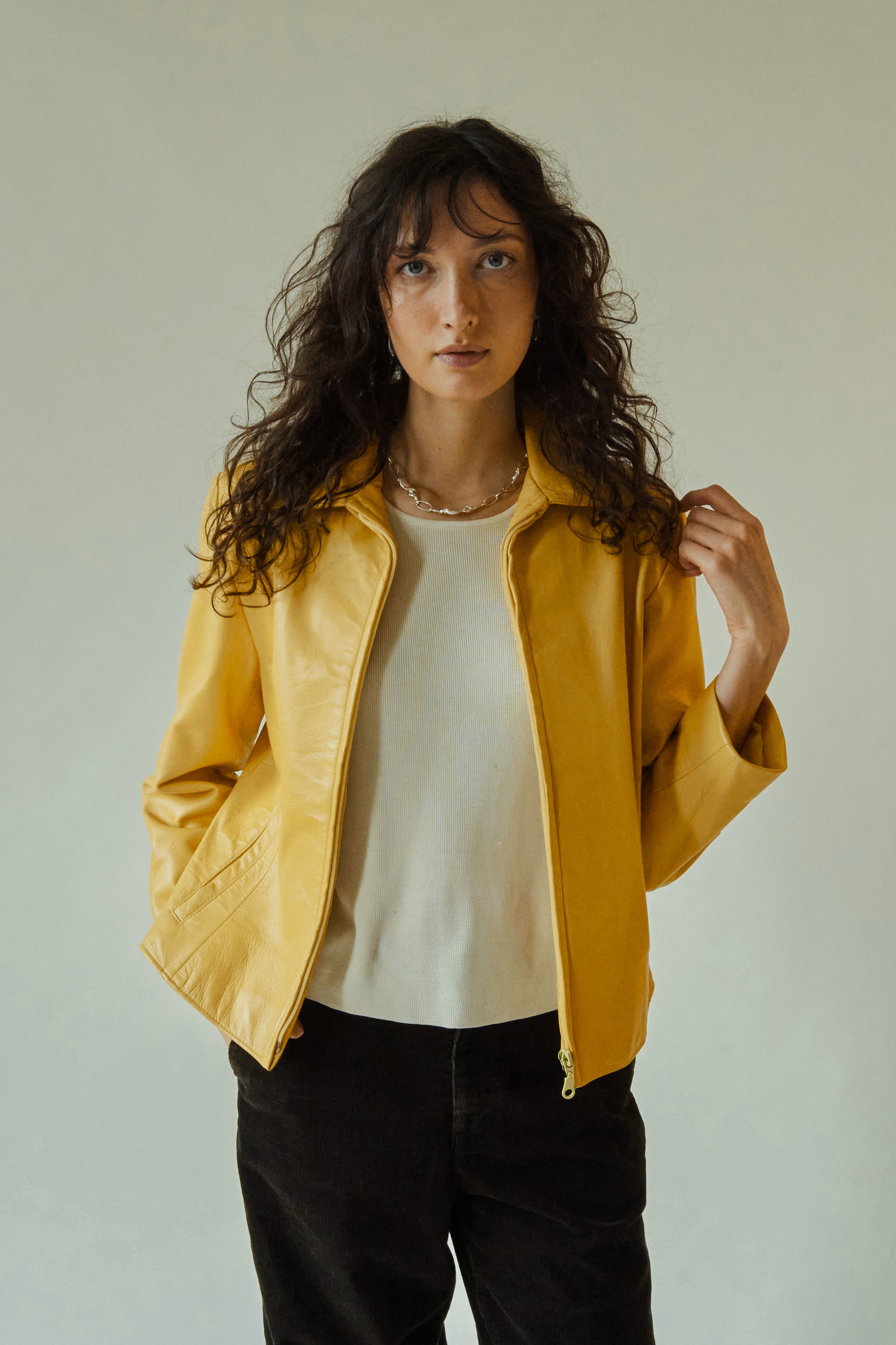 Sunflower Boxy Leather Jacket