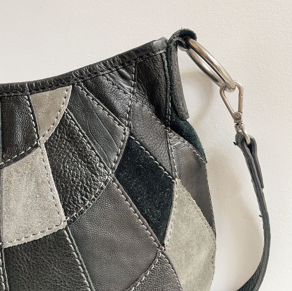 Charcoal Patchwork Leather Crossbody