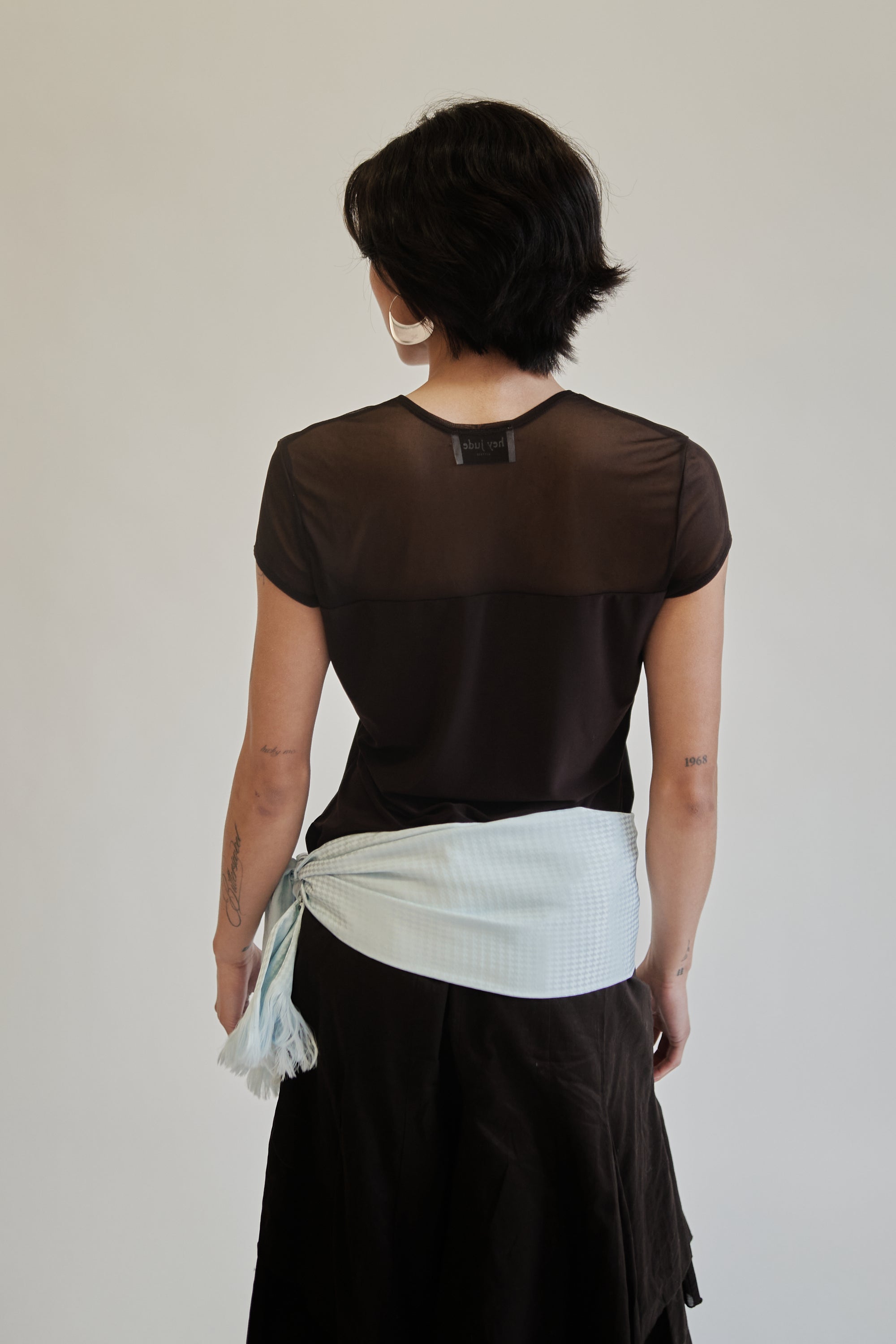 Chocolate Sheer Panel Top - Hey Jude