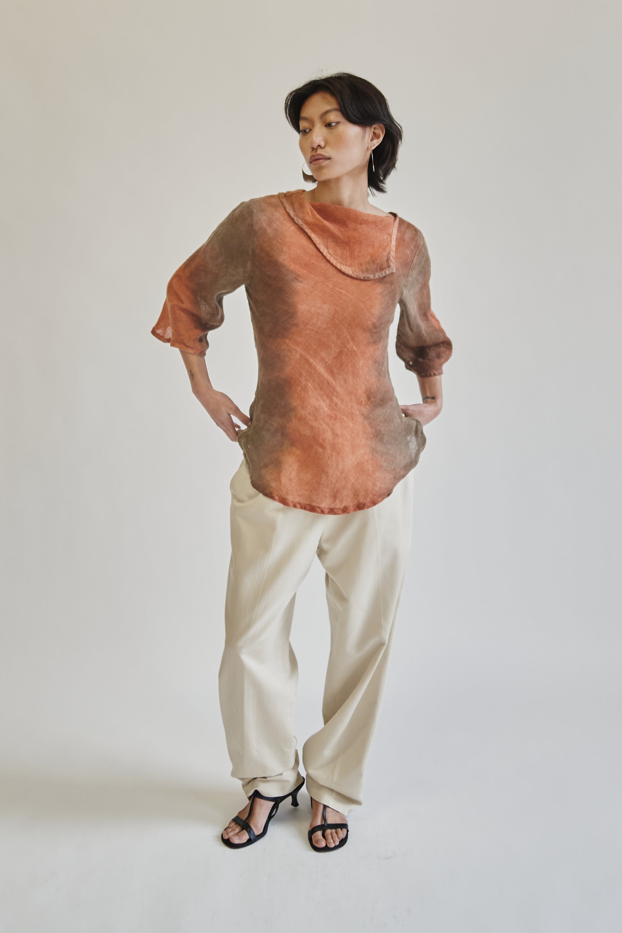 Rust Ombre Linen Asymmetrical Long Sleeve - Hey Jude