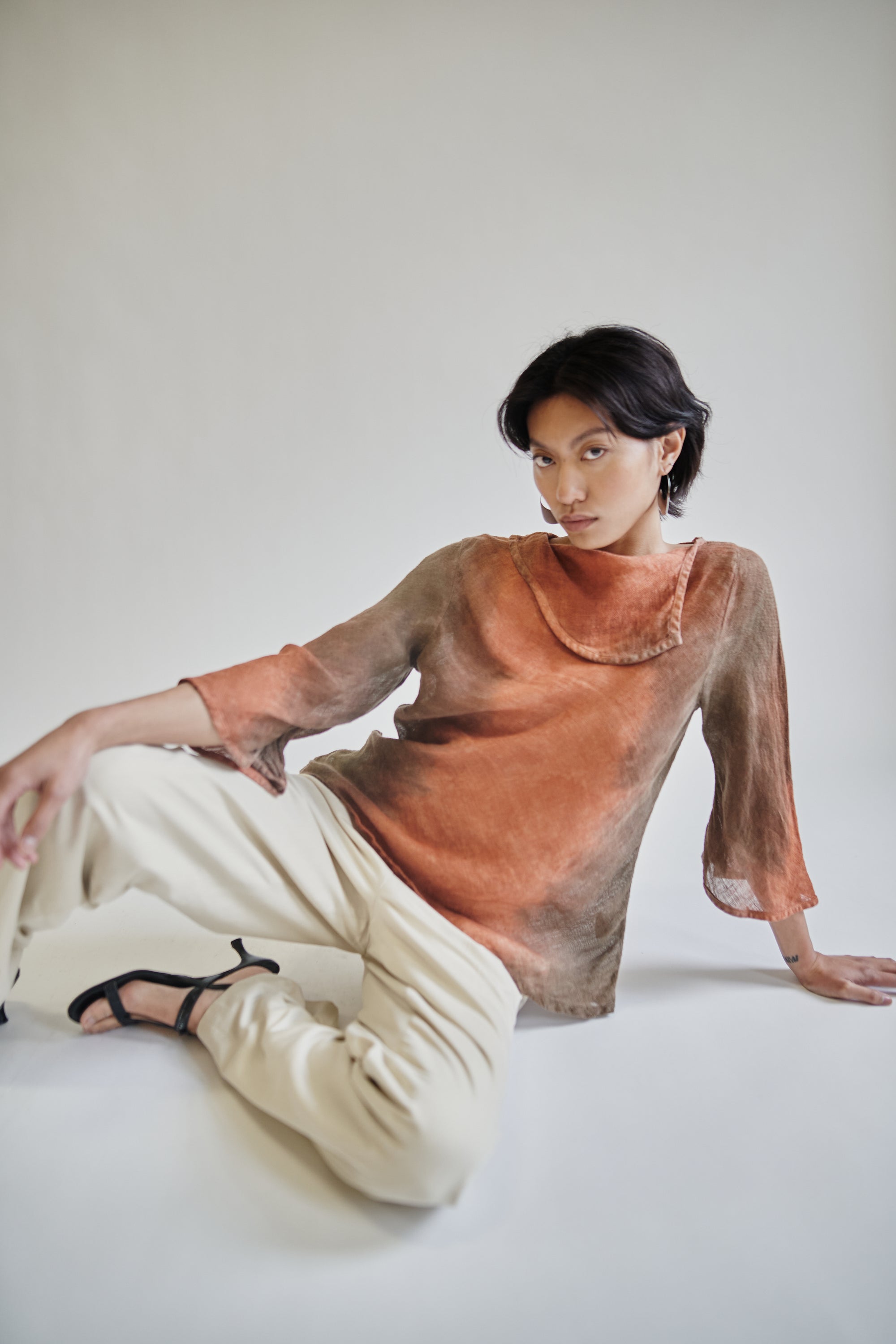 Rust Ombre Linen Asymmetrical Long Sleeve - Hey Jude