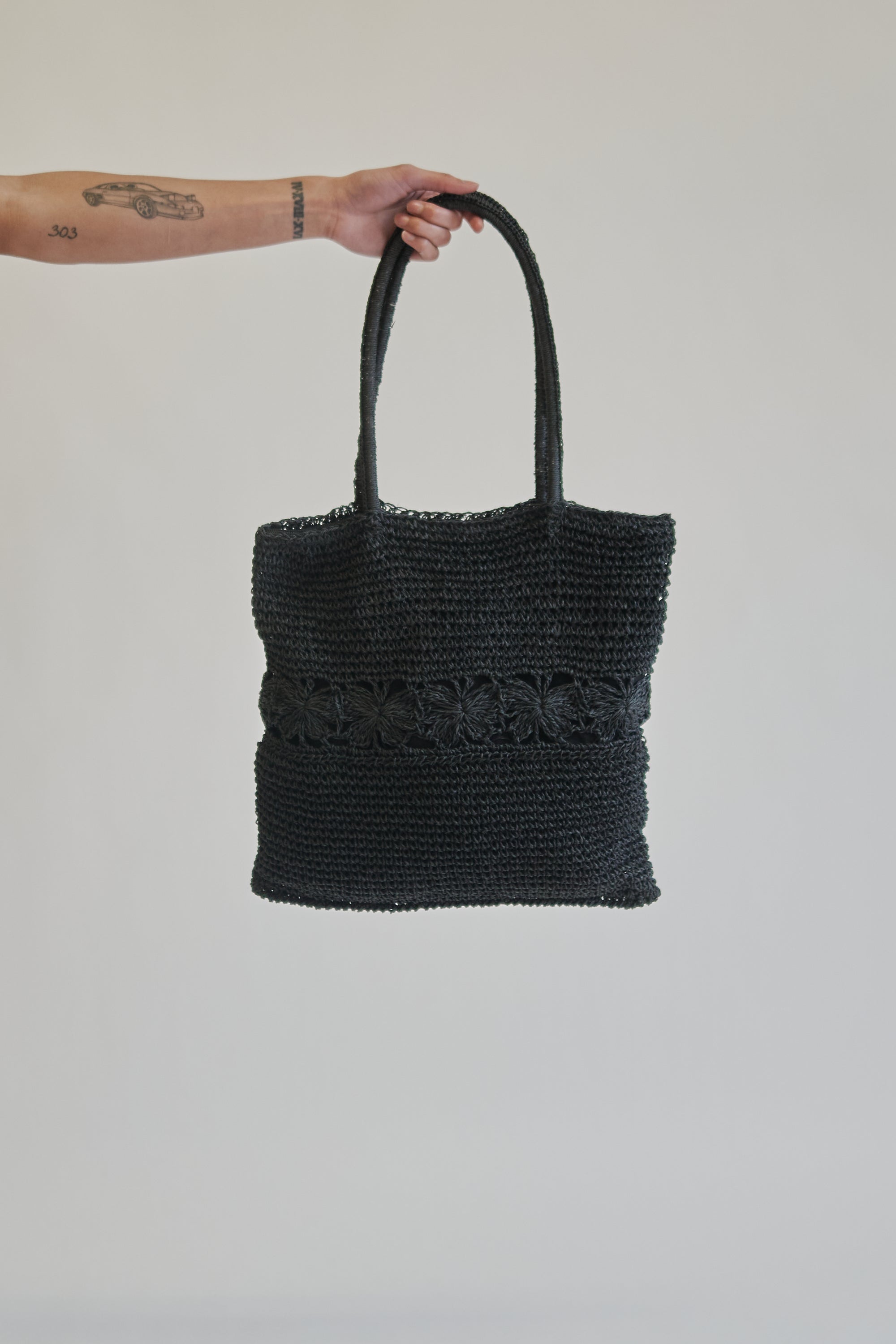 Black Woven Paper Tote - Hey Jude
