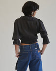 Charcoal Ruffle Wrap Blouse - Hey Jude