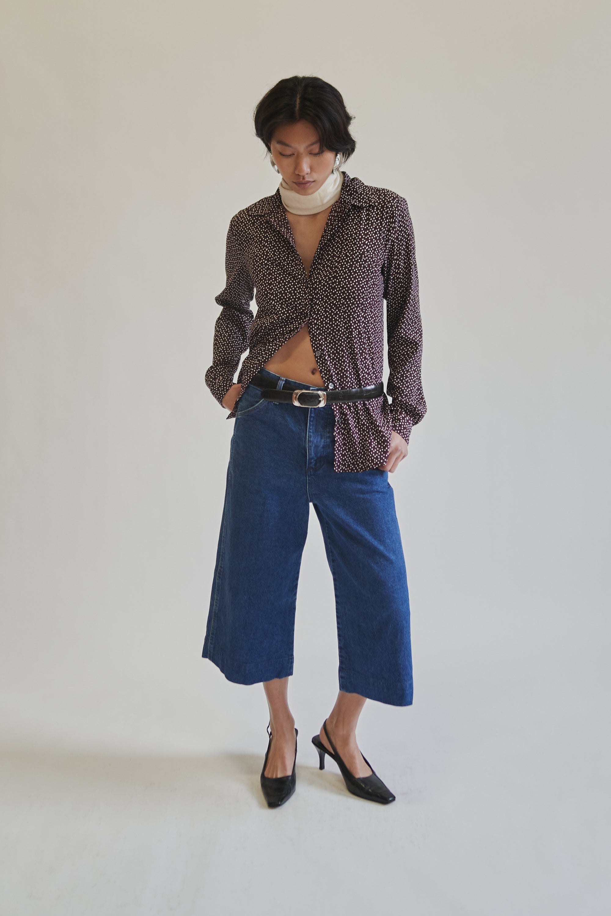 Burgundy Micro Polka Dot Blouse - Hey Jude