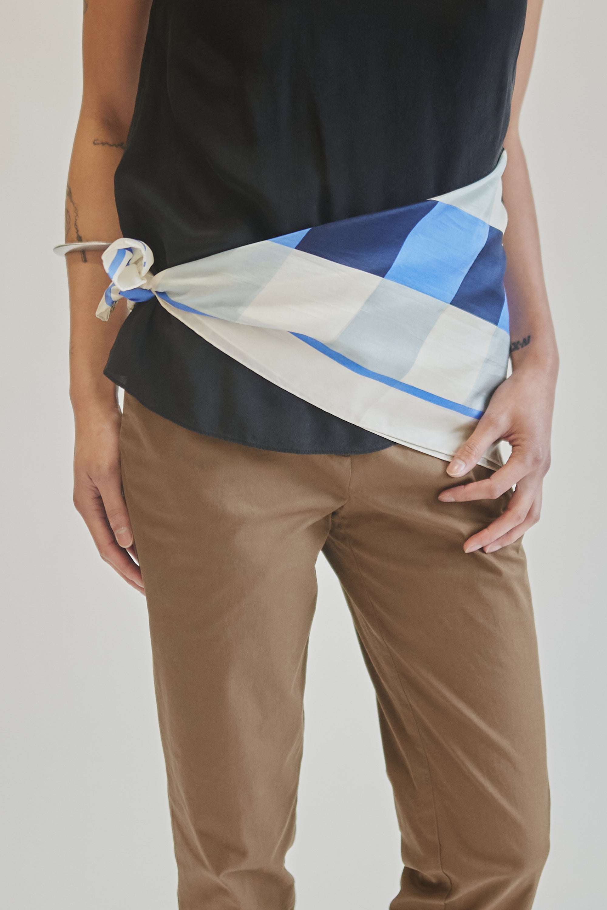 Blue + White Geometric Silk Scarf - Hey Jude