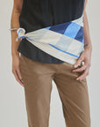 Blue + White Geometric Silk Scarf - Hey Jude
