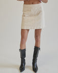Cream Textured Cotton Mini Skirt - Hey Jude