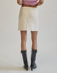 Cream Textured Cotton Mini Skirt - Hey Jude