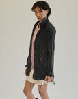 Denim Crepe Long Zip Jacket - Hey Jude