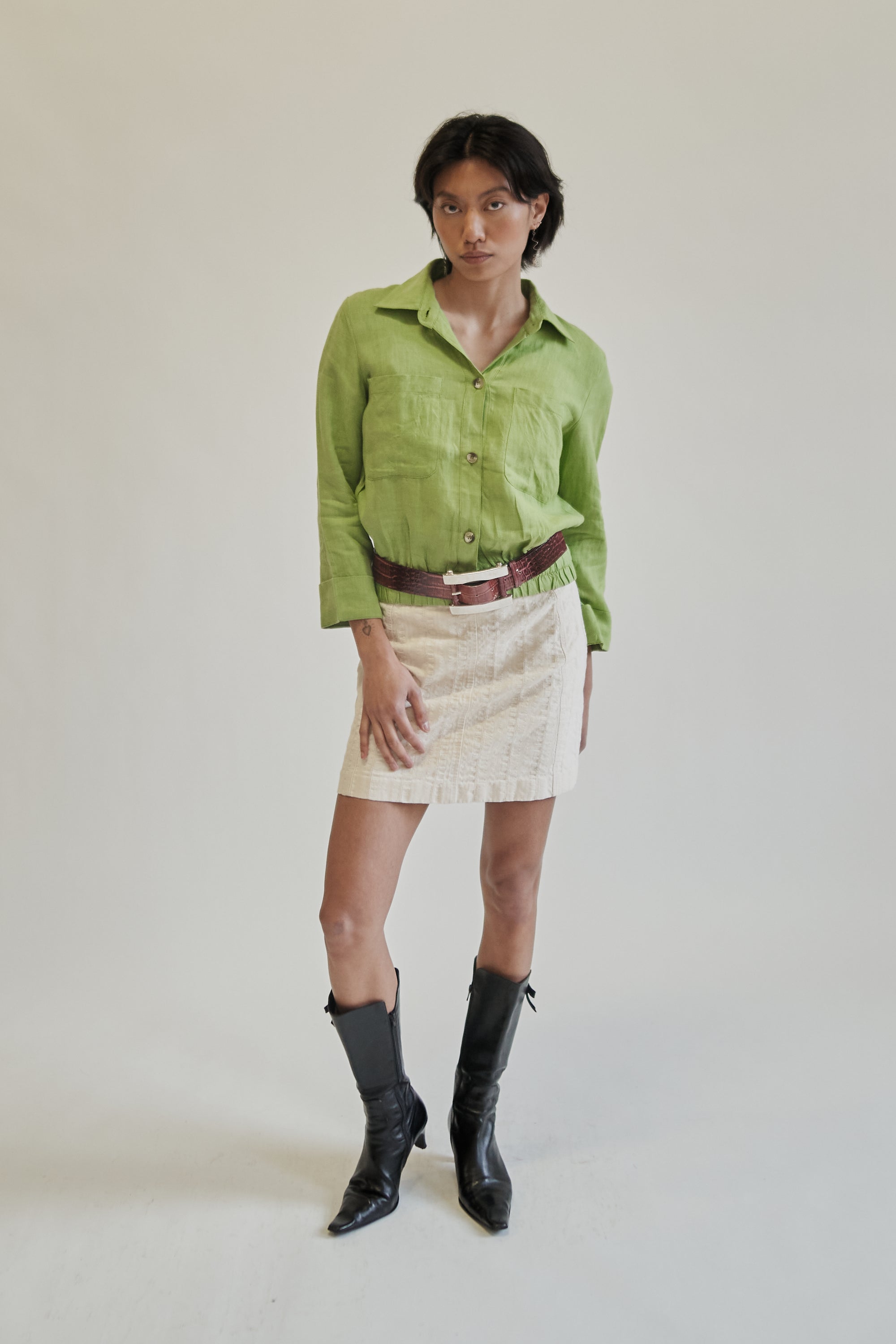 Pear Gathered Waist Linen Jacket - Hey Jude