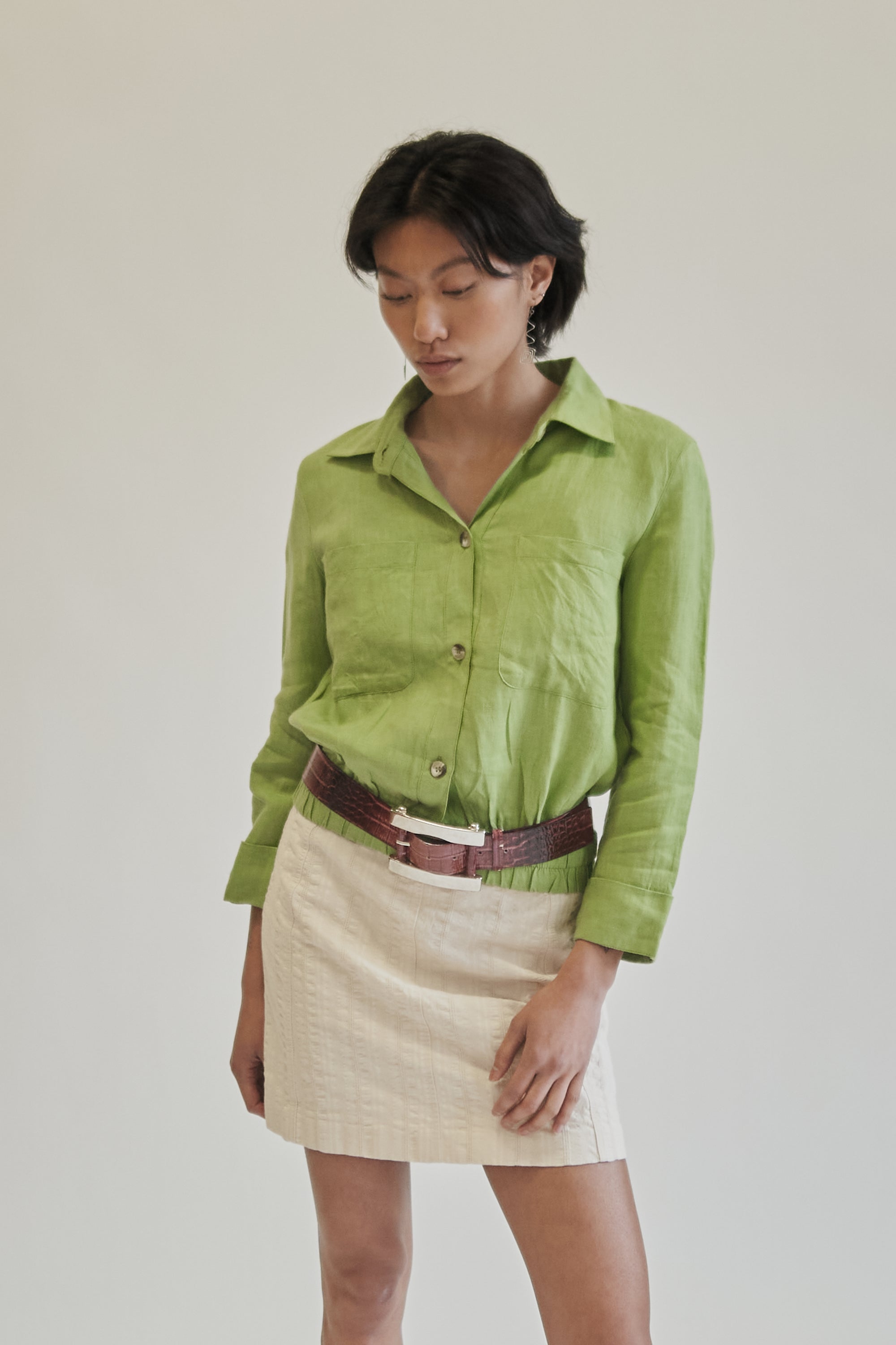 Pear Gathered Waist Linen Jacket - Hey Jude