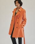 Tangerine Double-Breasted Cotton Trench - Hey Jude
