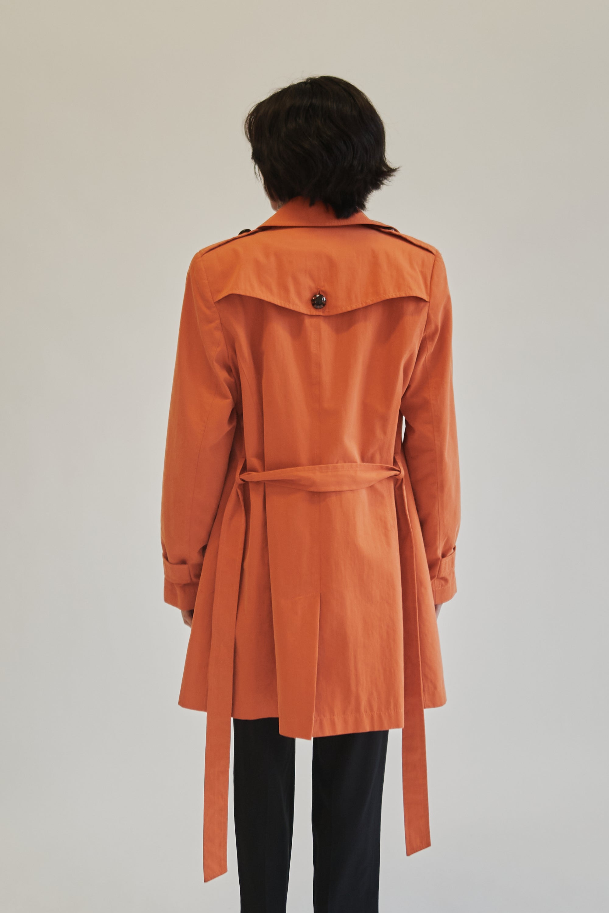Tangerine Double-Breasted Cotton Trench - Hey Jude