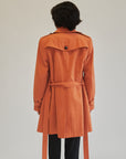 Tangerine Double-Breasted Cotton Trench - Hey Jude