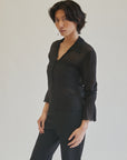 Black Sheer Silk Button Blouse - Hey Jude