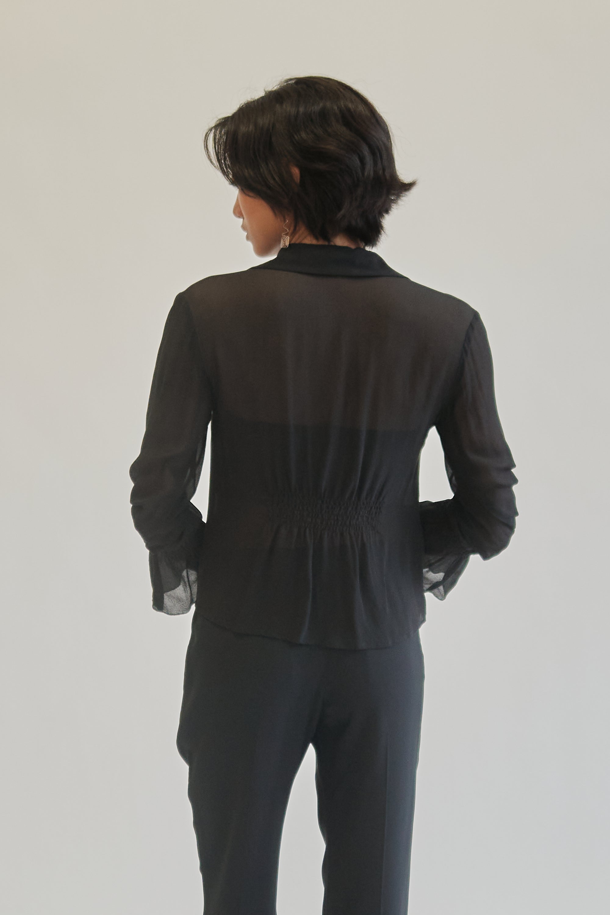 Black Sheer Silk Button Blouse - Hey Jude