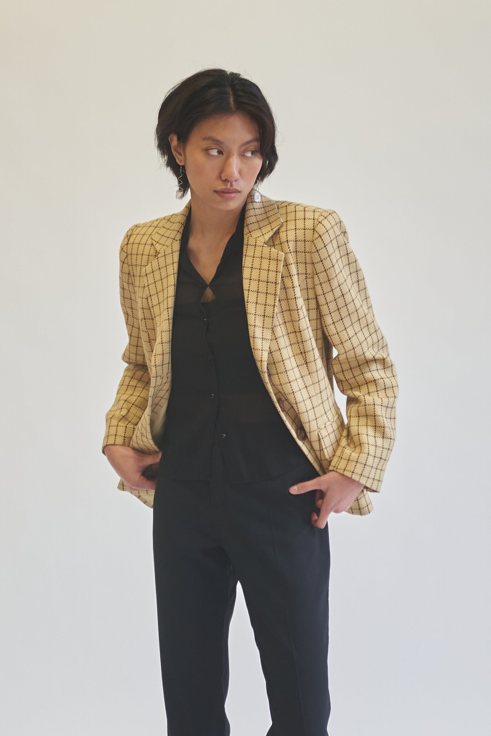 Butter Yellow Windowpane Blazer - Hey Jude