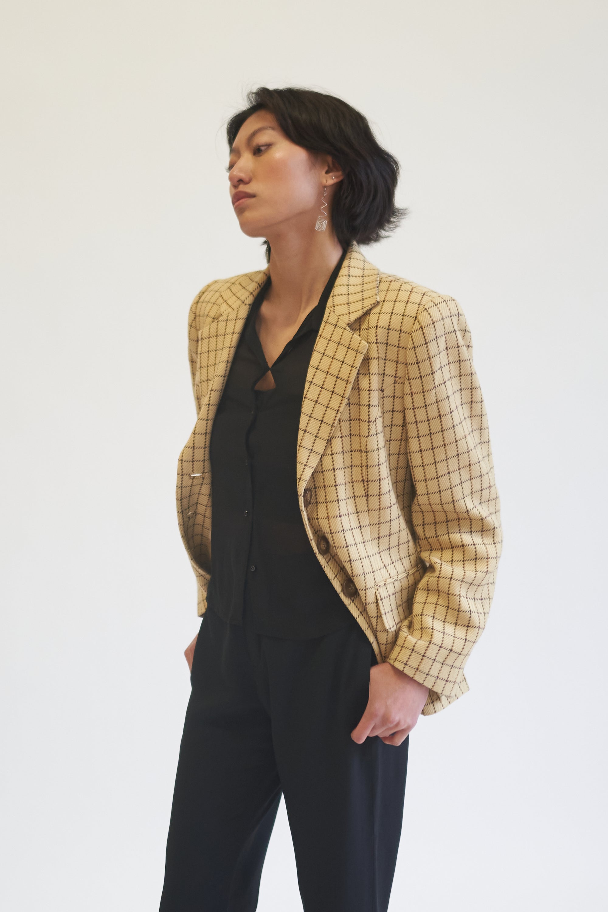 Butter Yellow Windowpane Blazer - Hey Jude