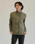 Olive Quilted Silk Snap Jacket - Hey Jude