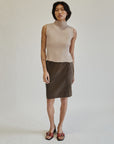 Latte Pleated Mockneck Top - Hey Jude