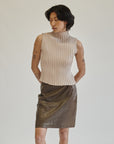Latte Pleated Mockneck Top - Hey Jude