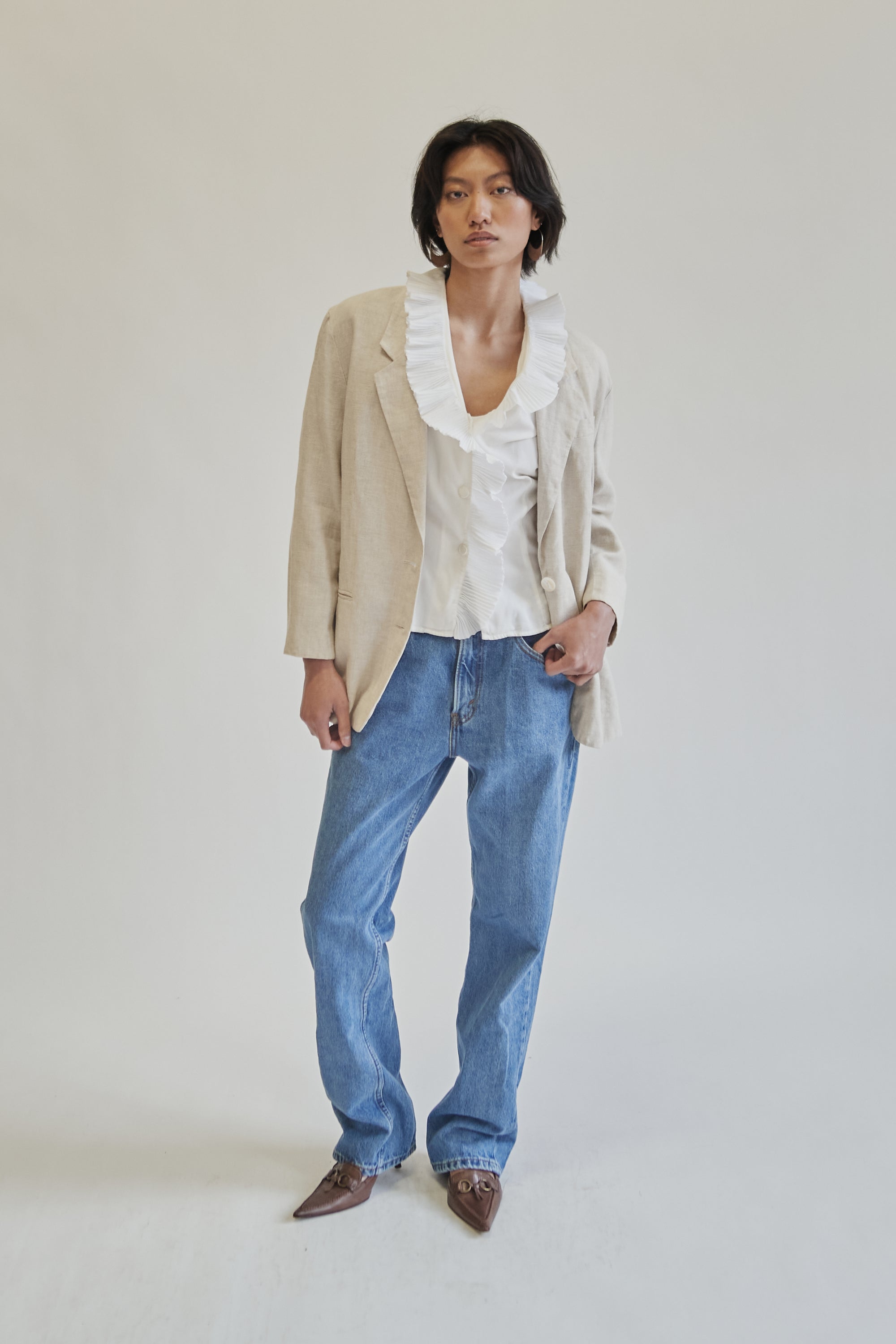Oatmeal Tailored Linen Blazer - Hey Jude