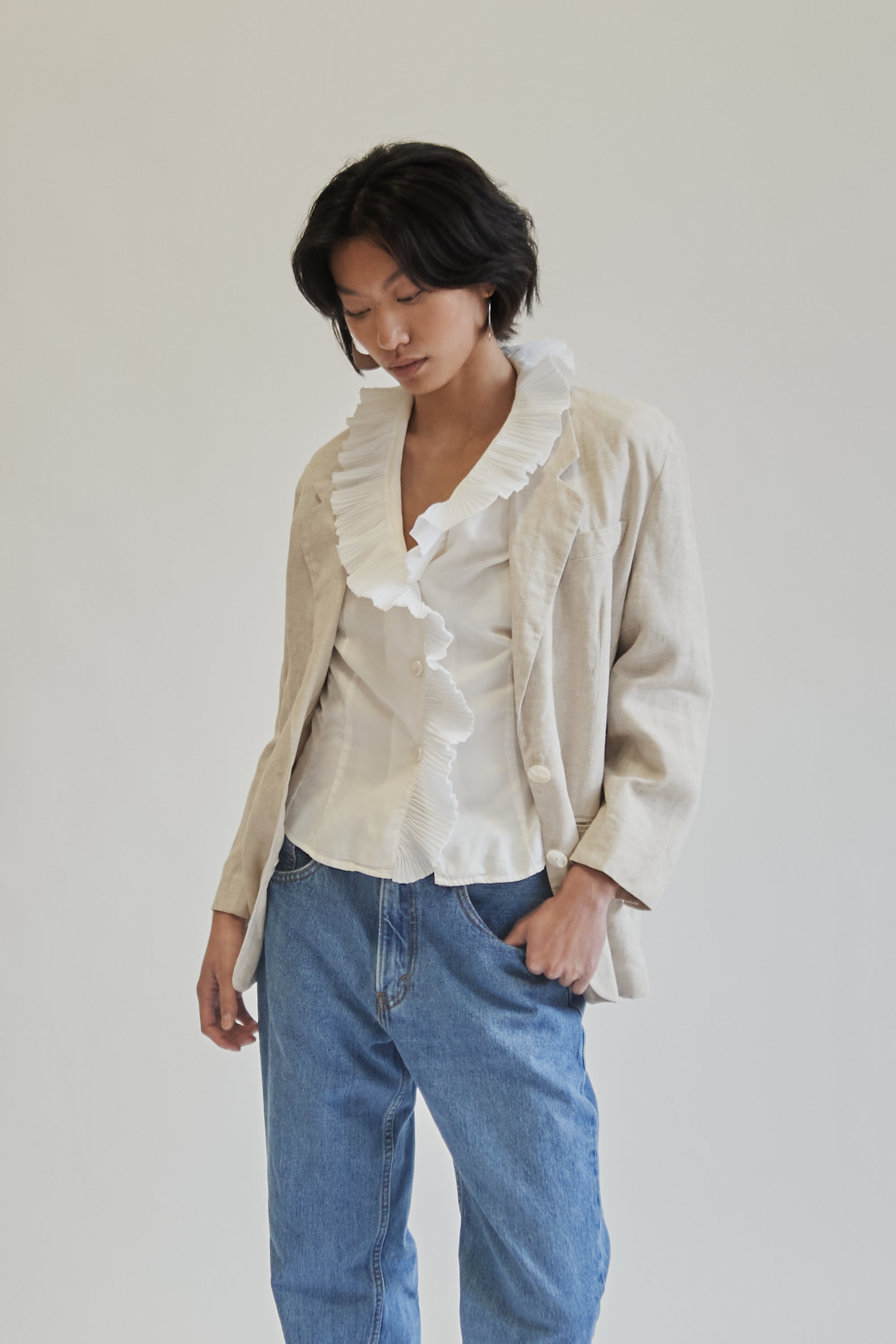 Oatmeal Tailored Linen Blazer - Hey Jude