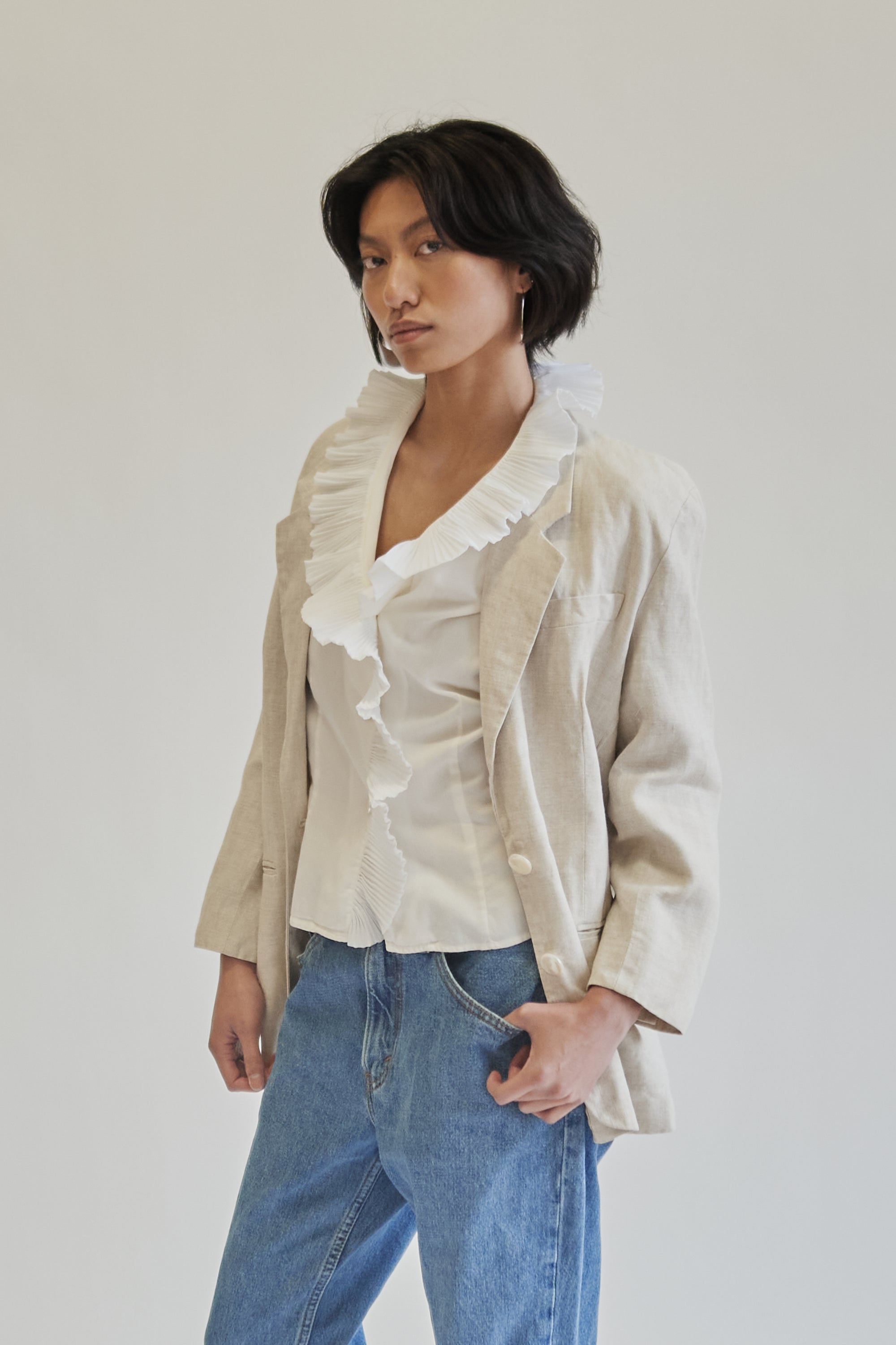Oatmeal Tailored Linen Blazer - Hey Jude