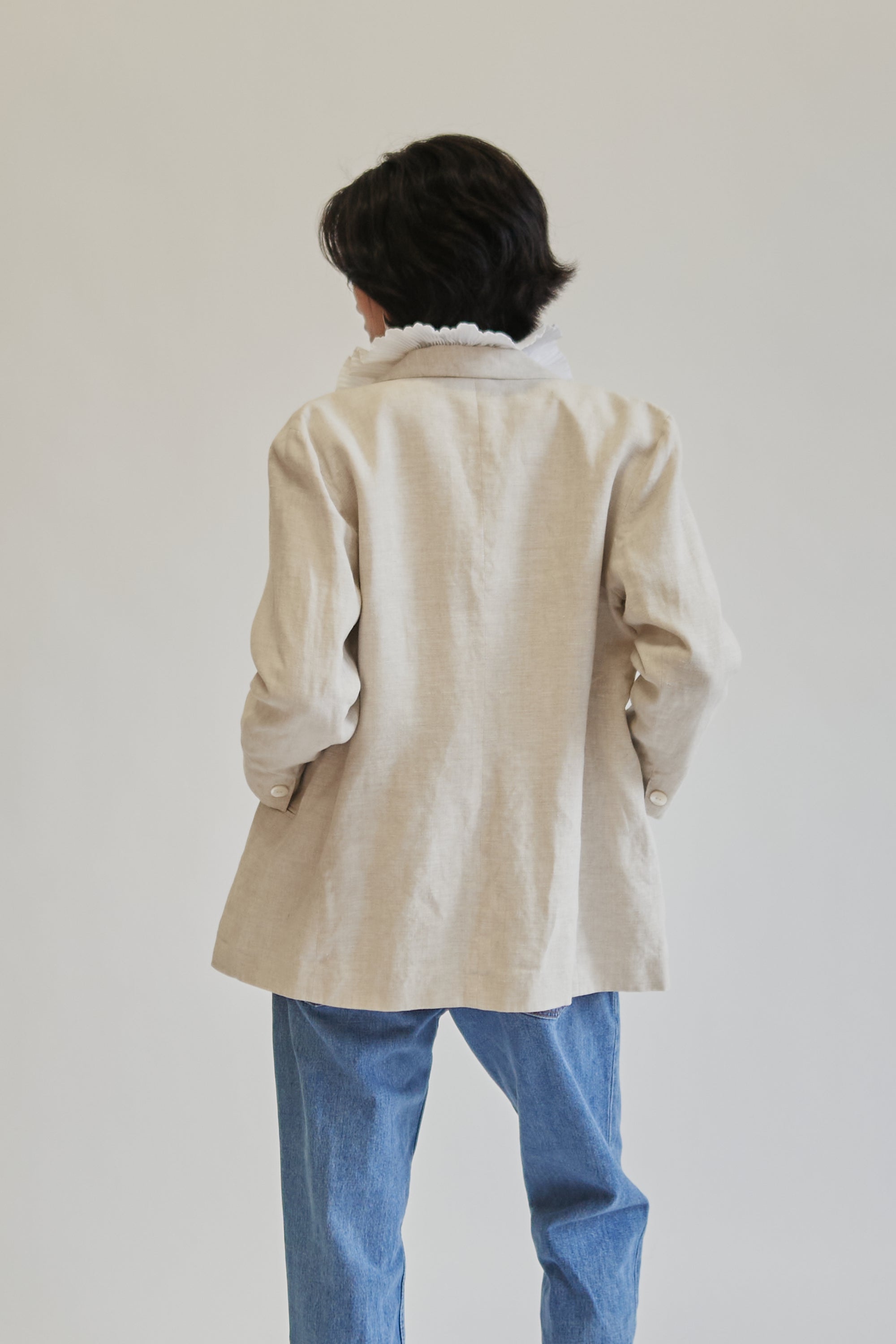 Oatmeal Tailored Linen Blazer - Hey Jude