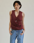 Crimson Silk V-neck Wrap Tank - Hey Jude