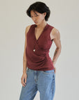 Crimson Silk V-neck Wrap Tank - Hey Jude