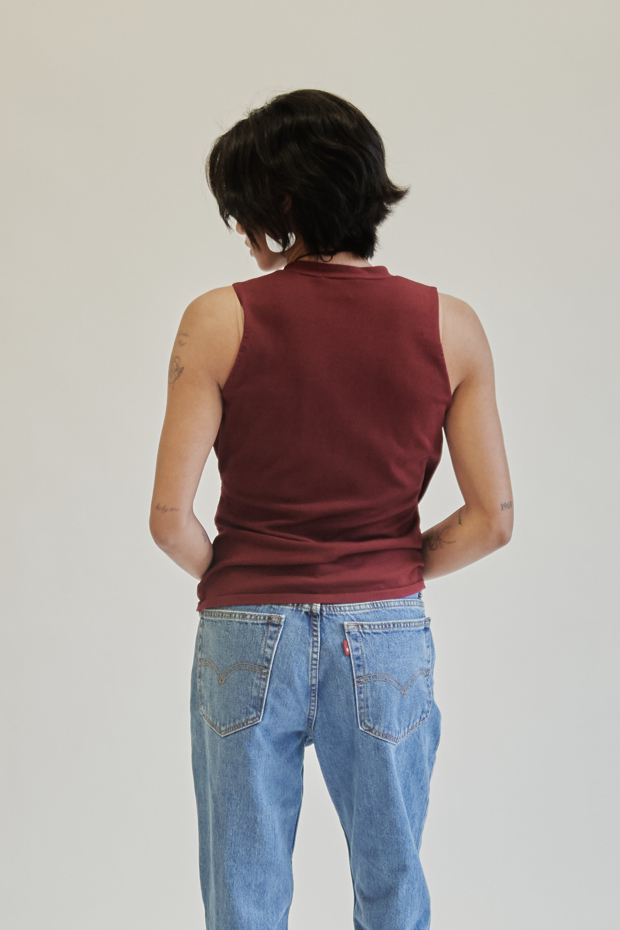 Crimson Silk V-neck Wrap Tank - Hey Jude