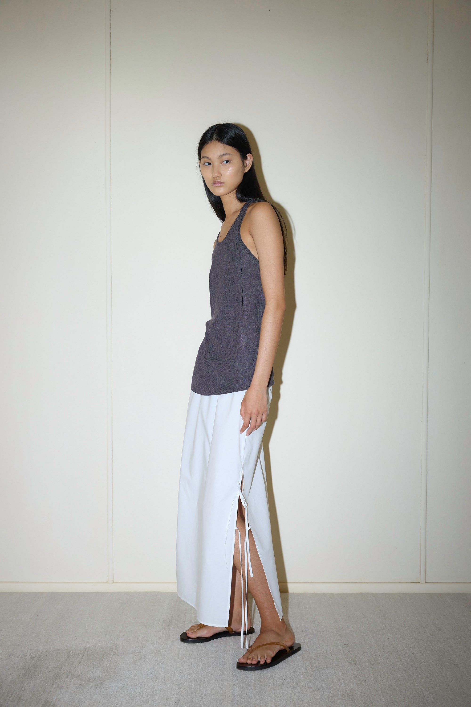 Deiji Studios | Split Tie Skirt in White