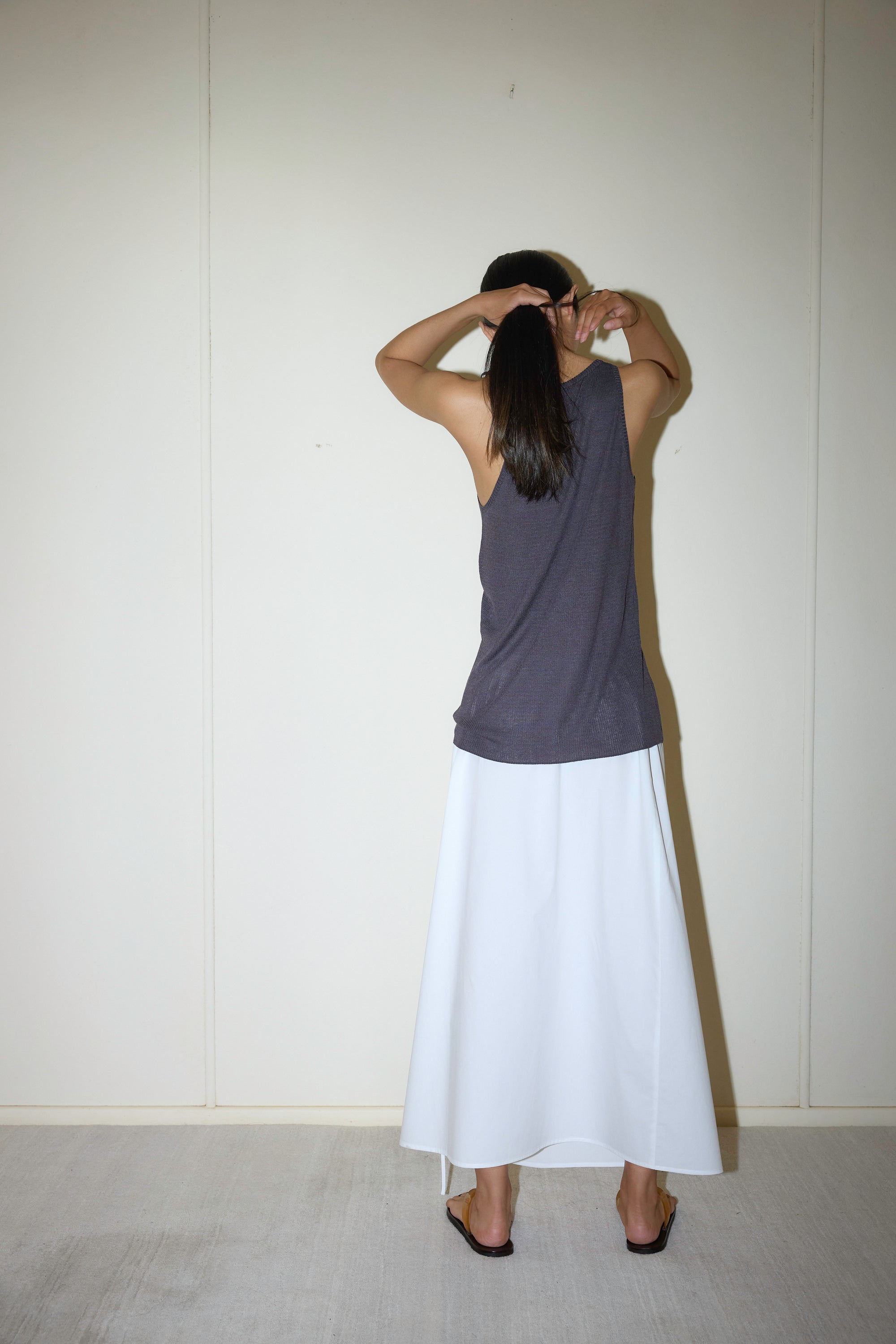 Deiji Studios | Split Tie Skirt in White