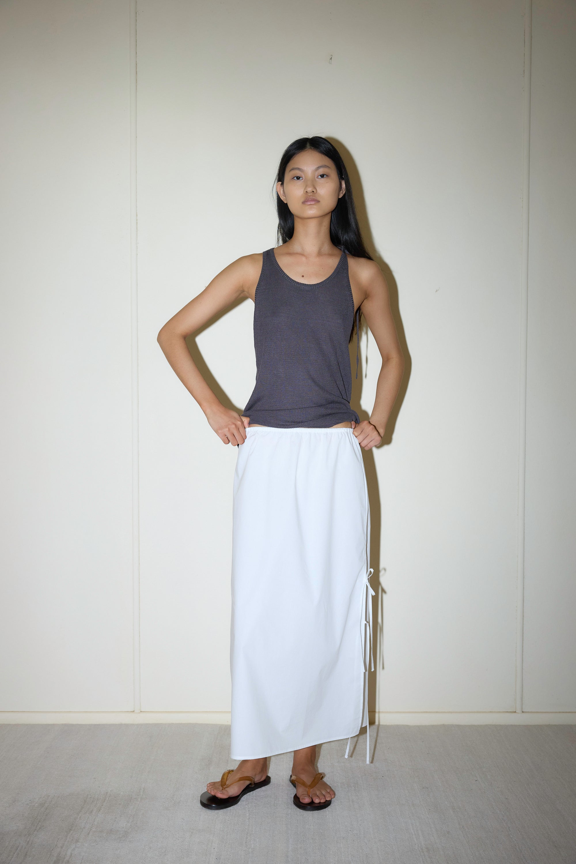 Deiji Studios | Split Tie Skirt in White