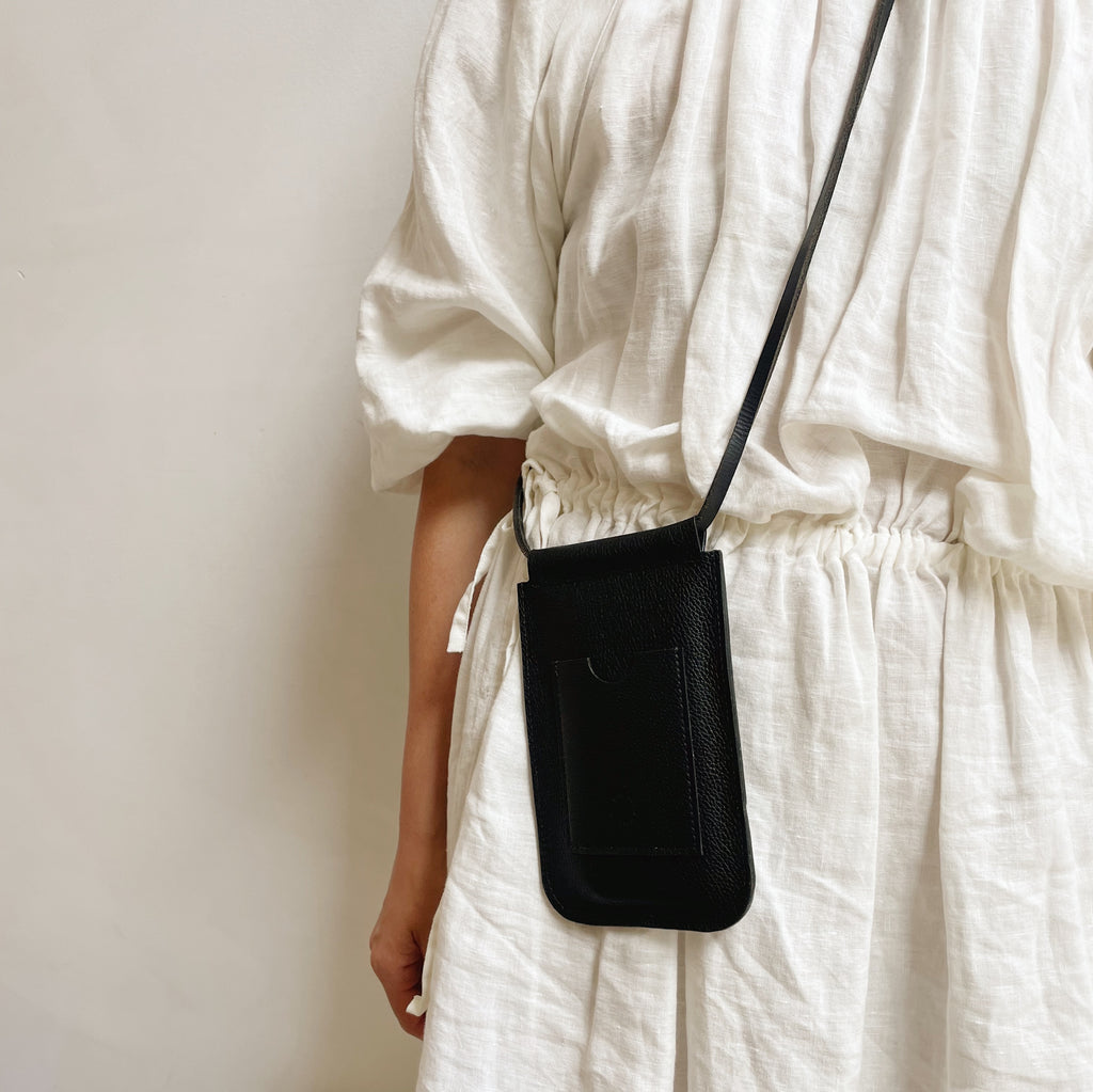 Black Leather Phone Sling